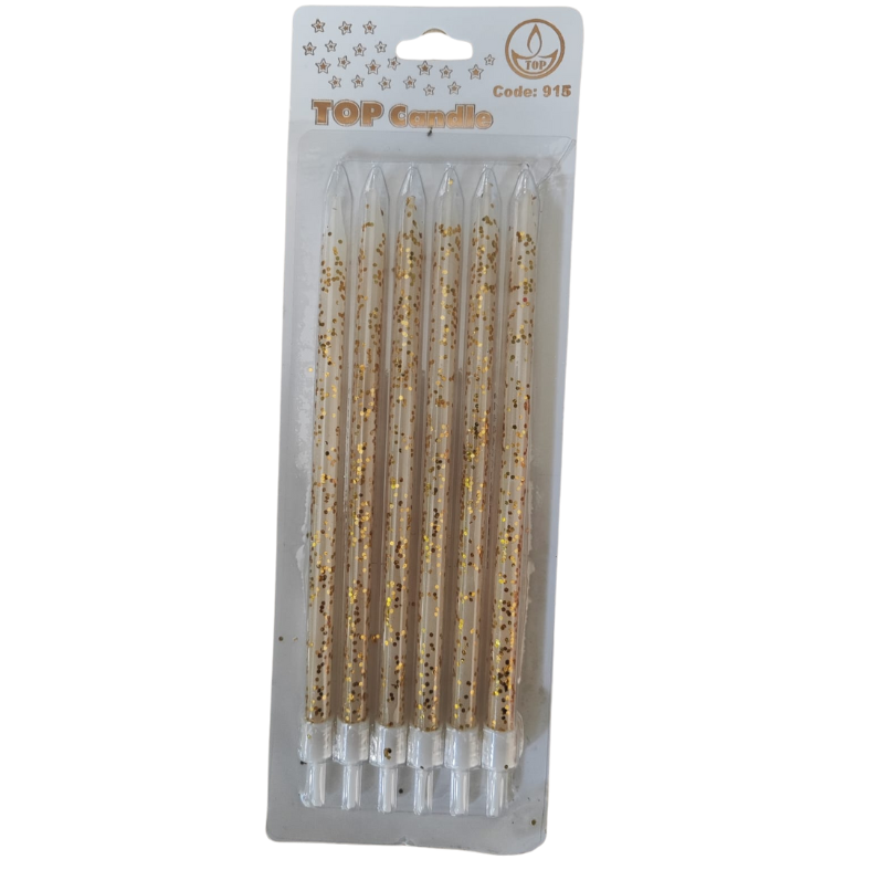 Altın Simli Doğum Günü Mumu 6 Lı Kod: 910